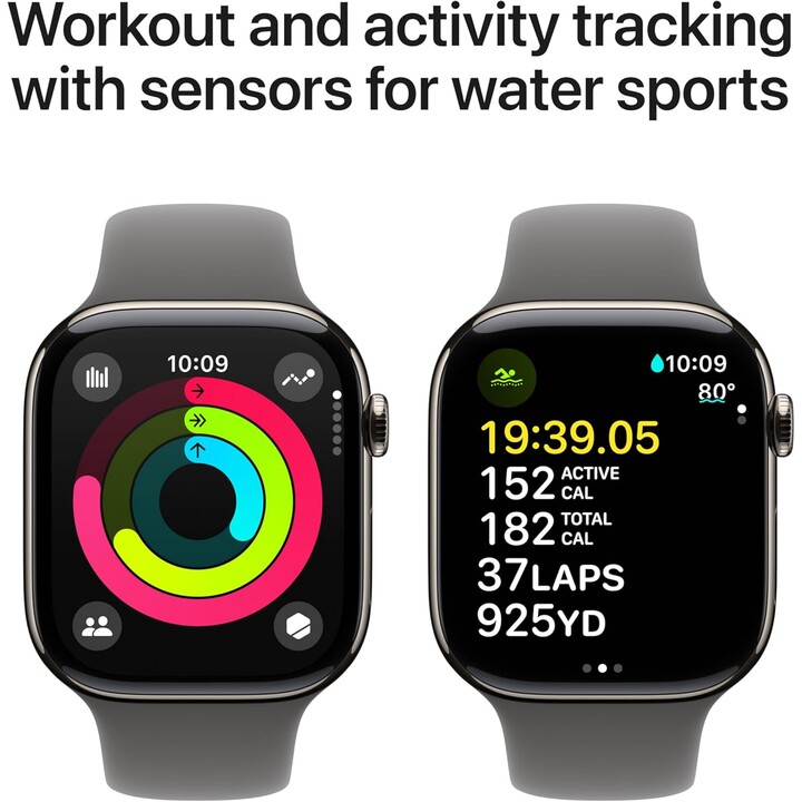 Apple Watch Series 11 GPS Cellular 42mm Caja de titanio natural y correa deportiva gris piedra S/M