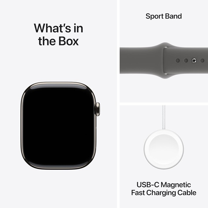 Apple Watch Series 11 GPS Cellular 42mm Caja de titanio natural y correa deportiva gris piedra S/M
