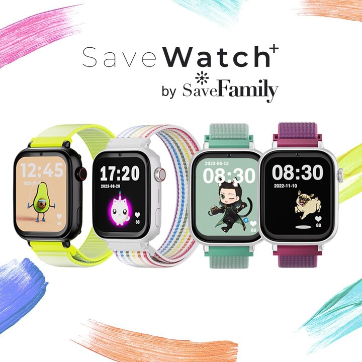 Smartwatch SAVEFAMILY SaveWatch Plus – Esfera Blanca y Correa de Tela Frambuesa