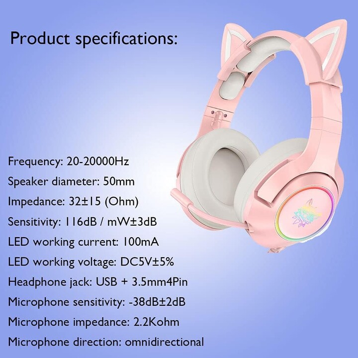 ONIKUMA K9 RVB Rose - Casque de jeu