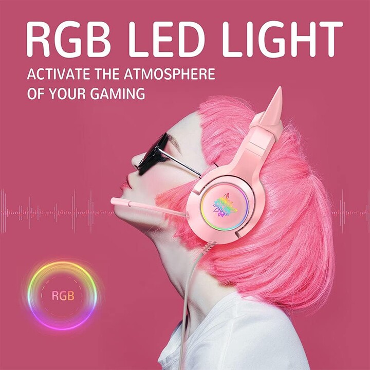 ONIKUMA K9 RGB Rosa - Auscultadores para jogos