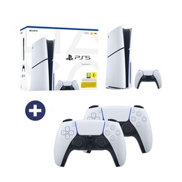 Sony PlayStation 5 Disc-Edition (E-Chassis) + 2x DualSense Wireless-Controller white V3