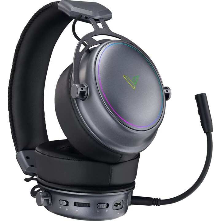 Fones de ouvido sem fio para jogos RAPOO VH800 / BT 5.2 / RF 2.4Ghz / RGB / Preto