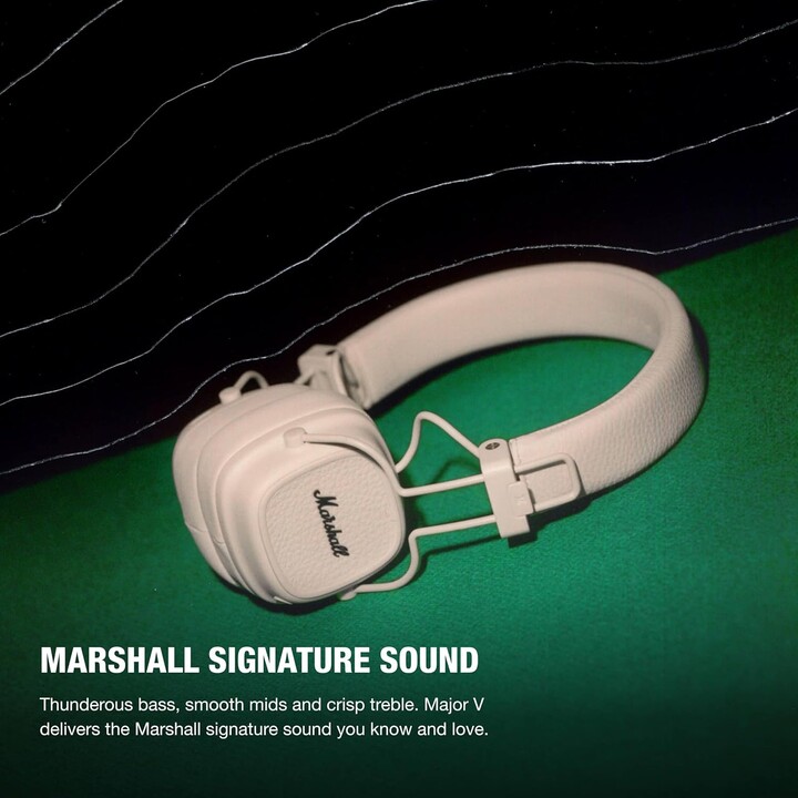 Marshall Major V Bluetooth casque, 100 heures de jeu - Crème
