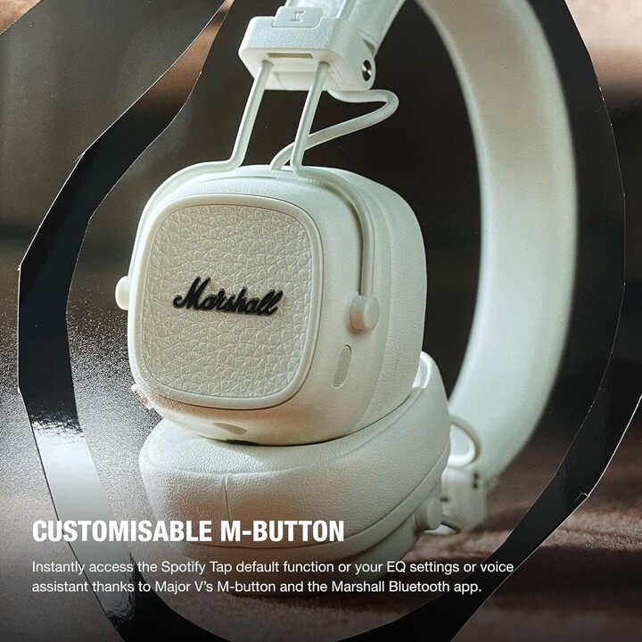 Marshall Major V Auriculares Bluetooth, 100 horas de tiempo de juego - Crema