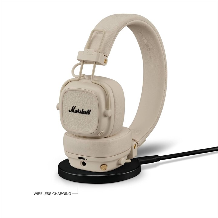 Marshall Major V Bluetooth Headphones, 100 Hours Playtime - Cream