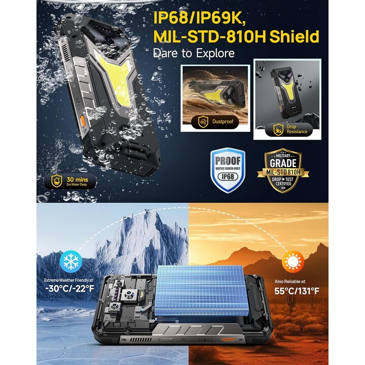 Ulefone Armor 34 Pro 5G, 16GB 512GB, 6.95 FHD+, 25500mAh, Dual Sim, Black