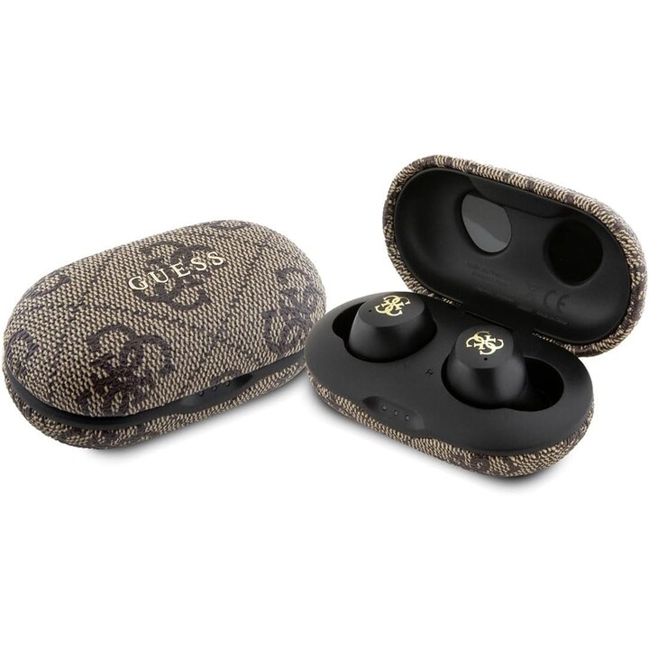 Auricular inalámbrico Guess 4G / TWS / Cancelación de ruido / Bt 5.3 / 300 mAh / Marron / GUTWSP4EGW