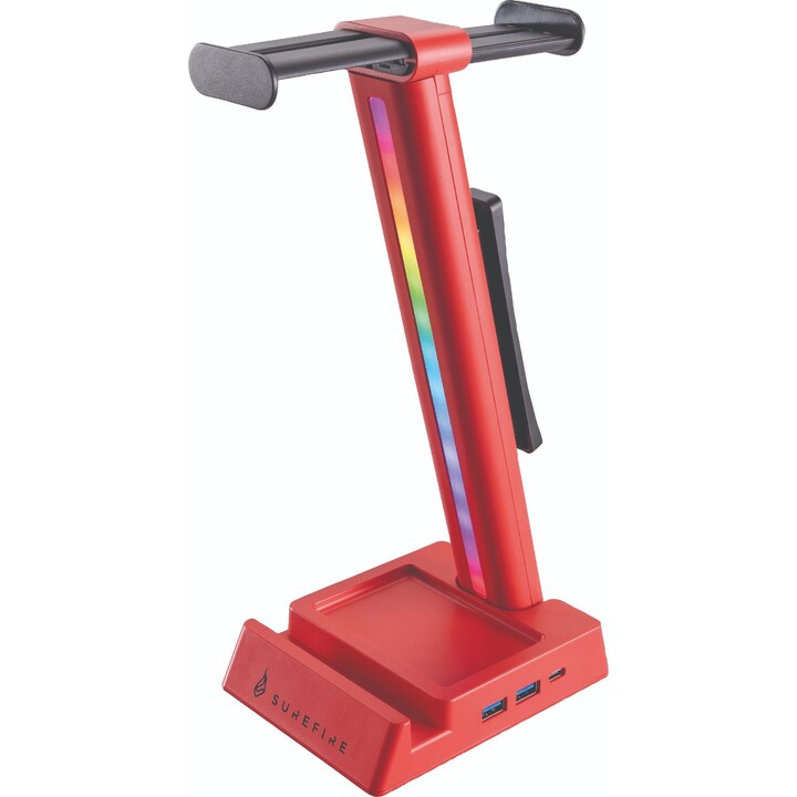 SUREFIRE Vinson N2 suporte para auscultadores gaming RGB MF 2xUSB 3.0 USB-C vermelho