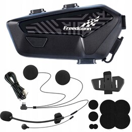 FreedConn F1 Plus V2 EU BT 5.4+EDR Motorcycle Intercom, up to 500m range, speaks Polish