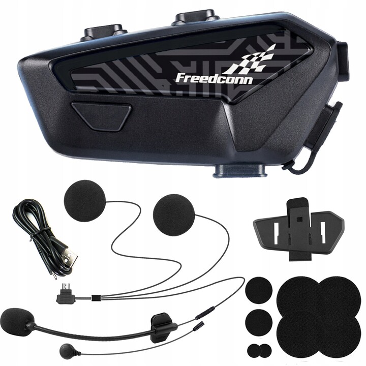 Motorrad-Gegensprechanlage FreedConn F1 Plus V2 EU BT 5.4+EDR Reichweite bis zu 500 m SPRICHT POLNISCH