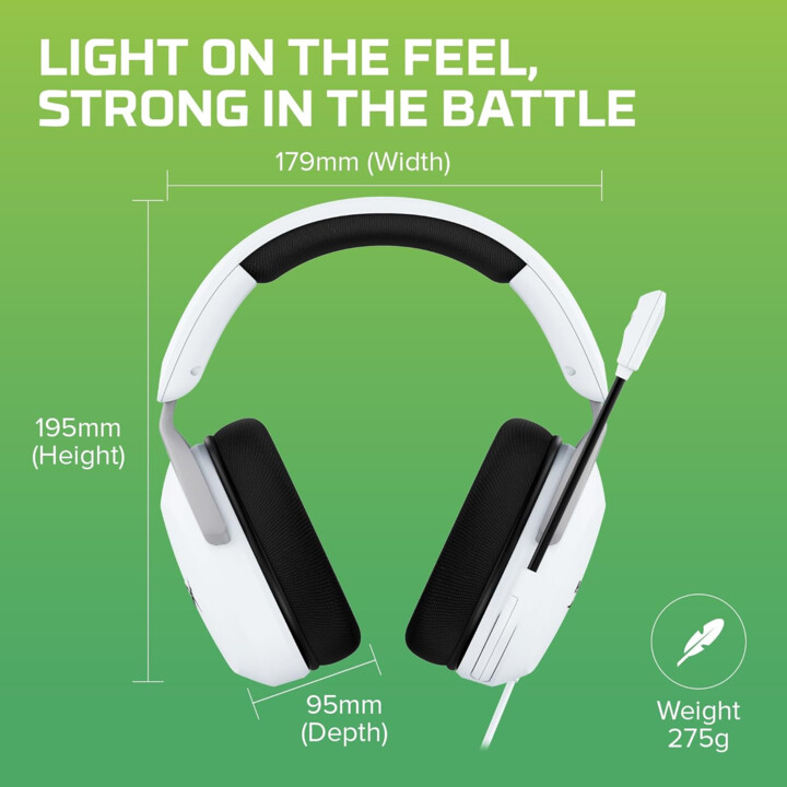 Hyperx Cloudx Stinger 2 auriculares de juegos principales con controladores de 40 mm, blanco