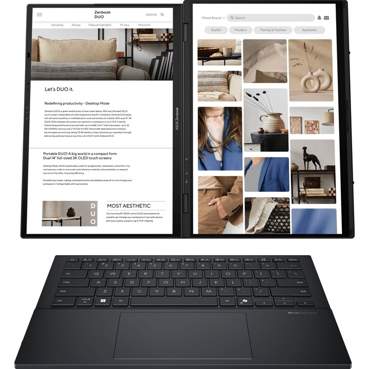 ASUS Zenbook Duo UX8406CA-QL331W Intel® Core™ Ultra 9 285H Notebook 35,6 cm (14")