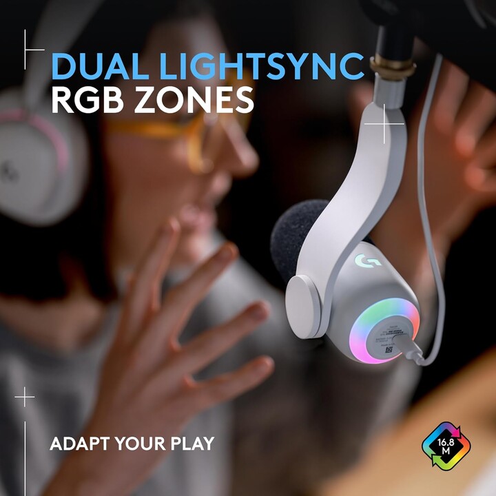 Microphone gaming dynamique RGB Logitech Yeti GX avec LIGHTSYNC - Blanc cassé - EMEA28-935