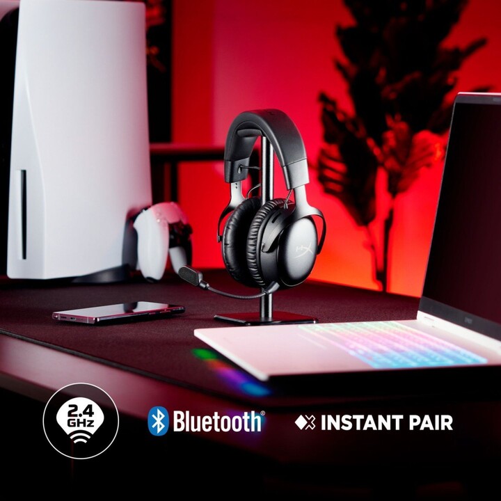 Cuffie wireless HyperX Cloud III S da 2,4 GHz/Bluetooth con microfono e audio spaziale Nero/Rosso