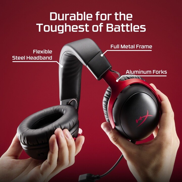 Cuffie wireless HyperX Cloud III S da 2,4 GHz/Bluetooth con microfono e audio spaziale Nero/Rosso