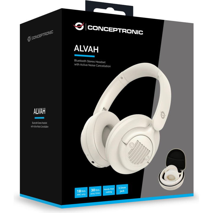 Auricular + mic conceptronic alvah02c bluetooth jack anc white