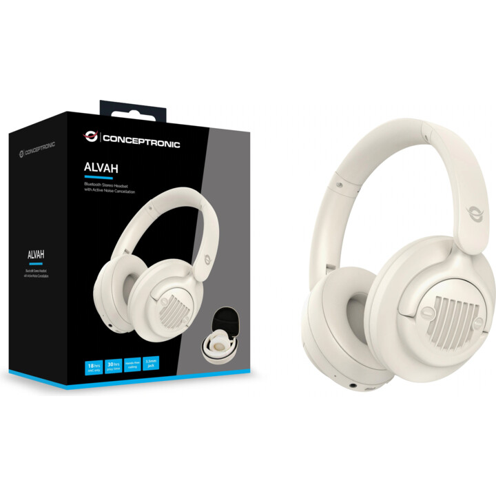 Cuffia + microfono conceptronic alvah02c jack bluetooth anc bianco
