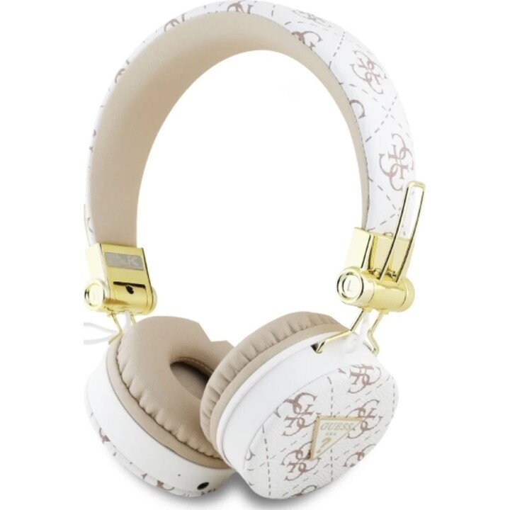 Auricular diadema inalámbrico Guess 4G Triangle / Cancelación de ruido / Bt 5.3 / 300 mAh / Blanco / GUBH70E4PTMH