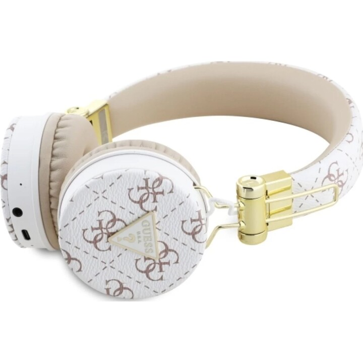 Auricular diadema inalámbrico Guess 4G Triangle / Cancelación de ruido / Bt 5.3 / 300 mAh / Blanco / GUBH70E4PTMH
