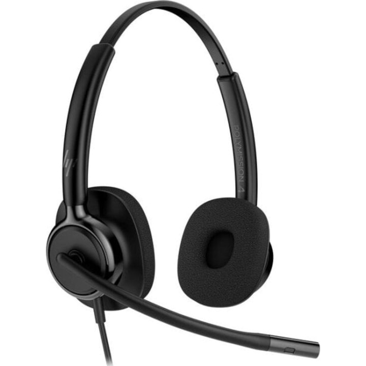 Poly Mission 425 Classic Kabelgebundener Kopfhörer mit USB-C Kabel und Geräuschunterdrückung, Schwarz