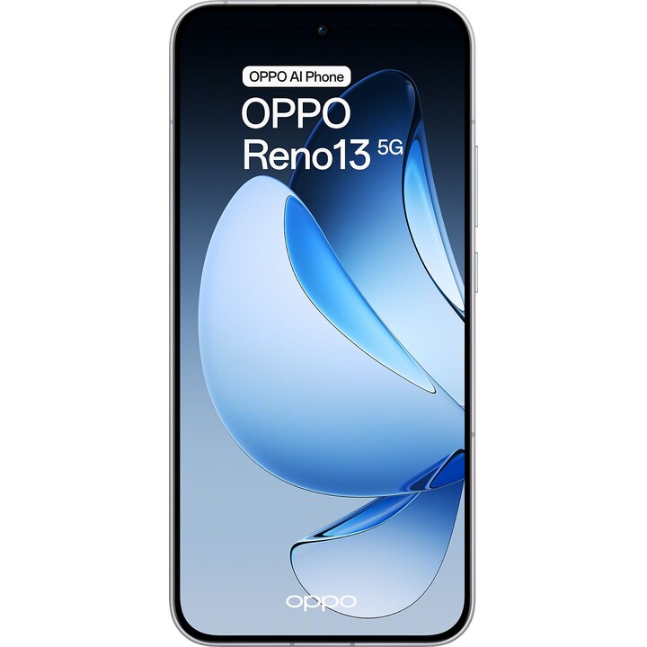 Smartphone Oppo Reno13, 5G avec AI, 12 Go / 256 Go, 6,6 120 Hz AMOLED 1,5k 50MP IP69 5 600mAh 80W, blanc