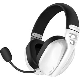 Fone de ouvido sem fio HATOR Hyperpunk 3, fone de ouvido para jogos sem fio e com fio, Bluetooth USB Tipo-C / USB Tipo-A, branco