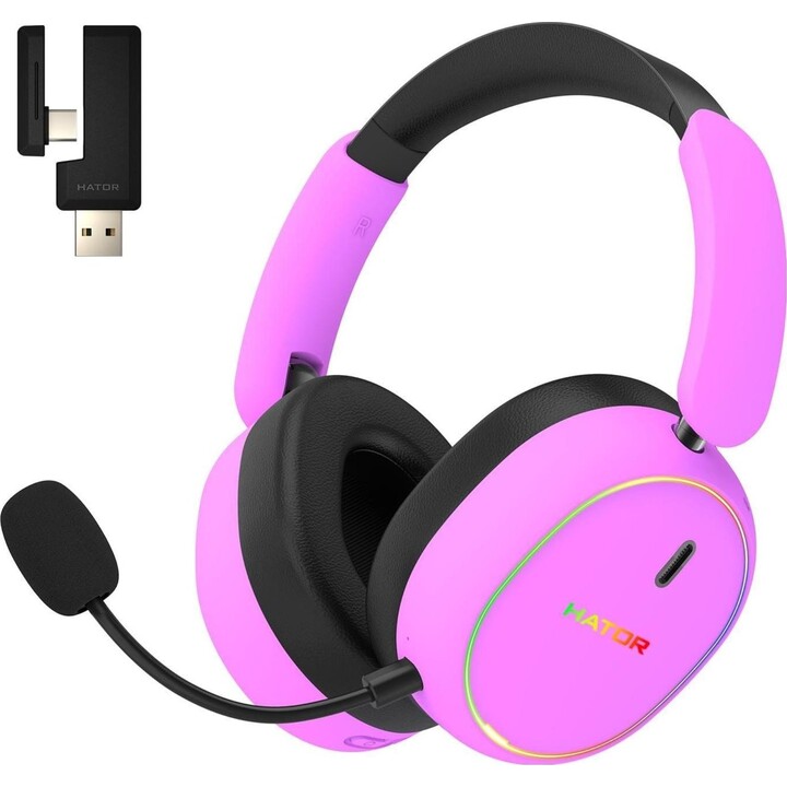 Cuffie da gaming wireless Hator Phoenix 2, viola.