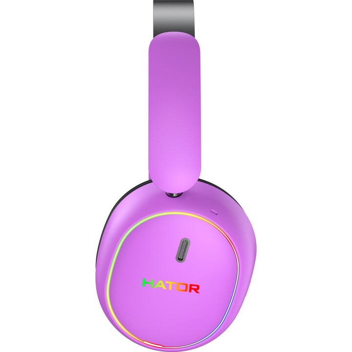 Auriculares inalámbricos para juegos Hator Phoenix 2, color morado.