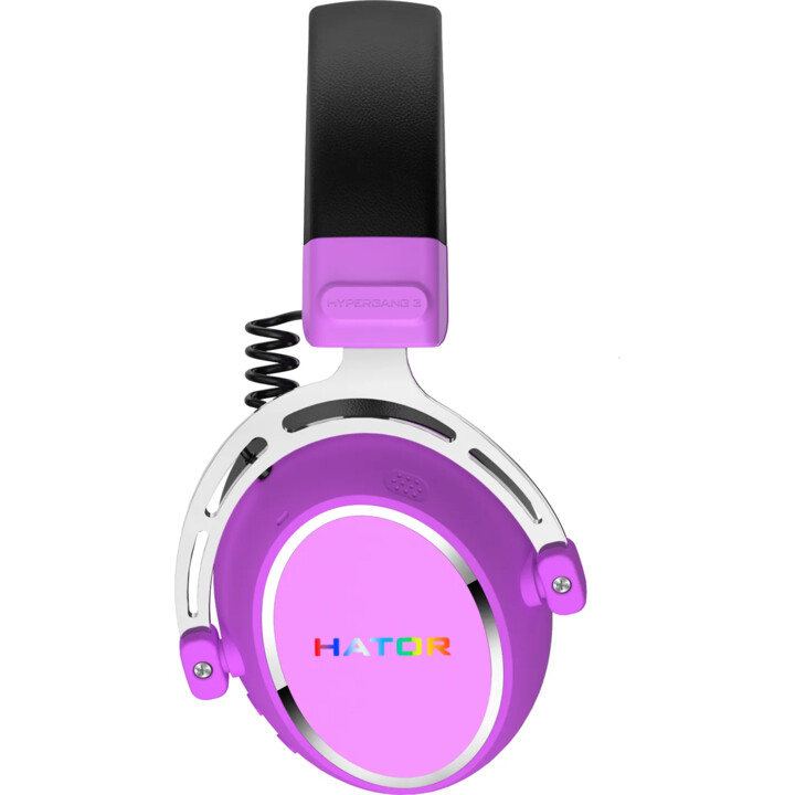 Cuffie da gioco wireless HATOR Hypergang 3, cuffie wireless, Bluetooth USB Type-C / USB Type-A, viola