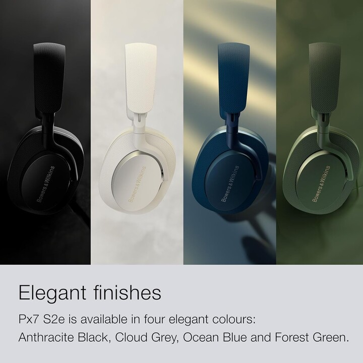 Bowers & Wilkins PX7 S2e, auriculares inalámbricos supraaurales con cancelación de ruido y carga rápida y adaptativa Qualcomm ap