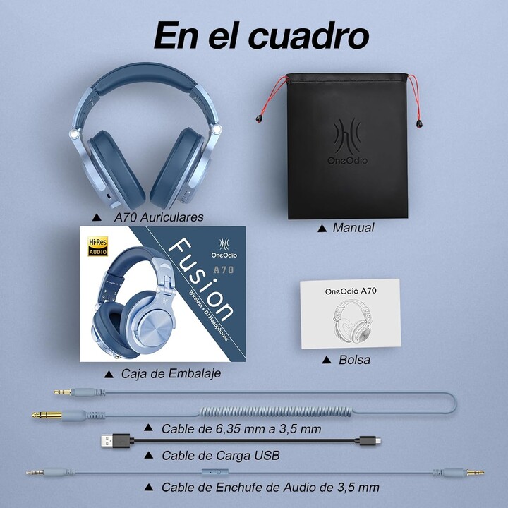 OneOdio Fusion A70 Bleu - Ecouteurs Bluetooth