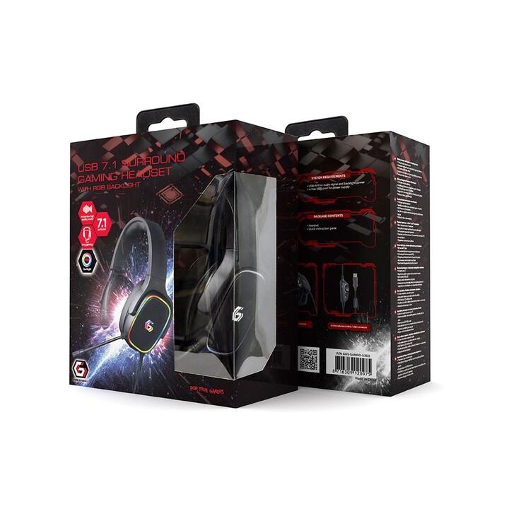 Gembird GHS-SANPO-S300 Headset and Headphones Wired Headband Set USB Type A Black