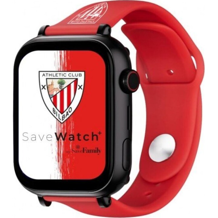 SaveFamily GPS-SWPATHLETIC-SILROJA Reloj inteligente Athletic Club Bilbao GPS llamada negro correa silicona roja
