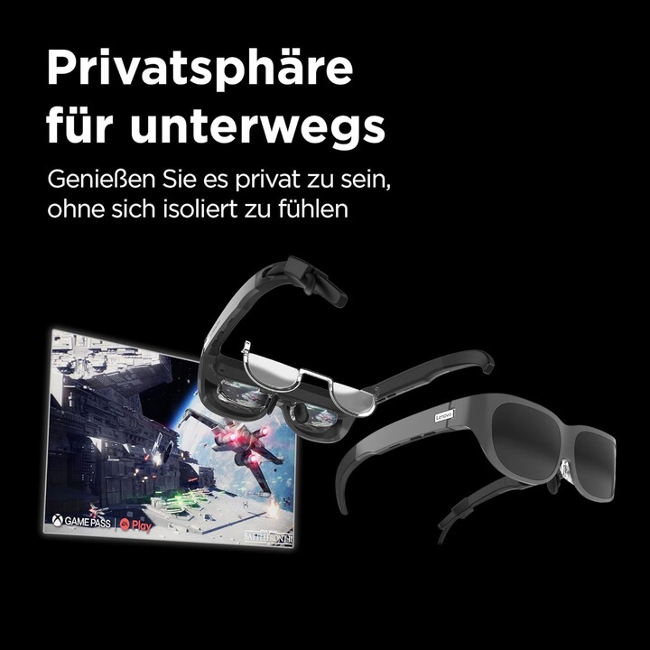 Lenovo Legion Glasses Augmented-Reality-Brille, Stereo-Audio, Micro-OLED, 60 Hz, Plug & Play, USB-C, Schwarz