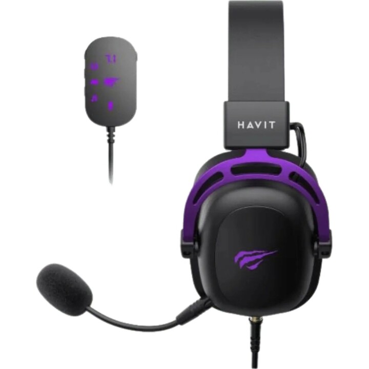 Cuffie da gioco Havit H2002C+U (nere e viola)