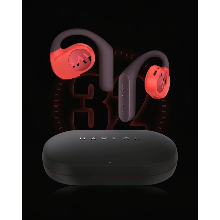 Haylou PurFree OW01 Negro/Rojo - Auriculares de Conducción Ósea y Bluetooth