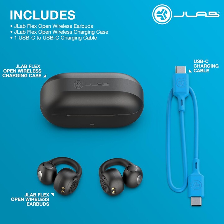 JLAB Auriculares abiertos flexibles Diseño de clip de clip-encerrado Audio inalámbrico de orejas abiertas
