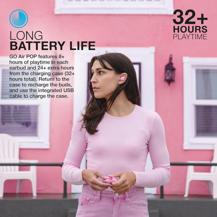 JLab Go Air Pop - Wireless Bluetooth -Ohrhörer und Ladekoffer, Pink