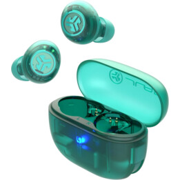 JLAB GO POP ANC Vraie Wireless Earbuds and Charging Case, Transparent Teal
