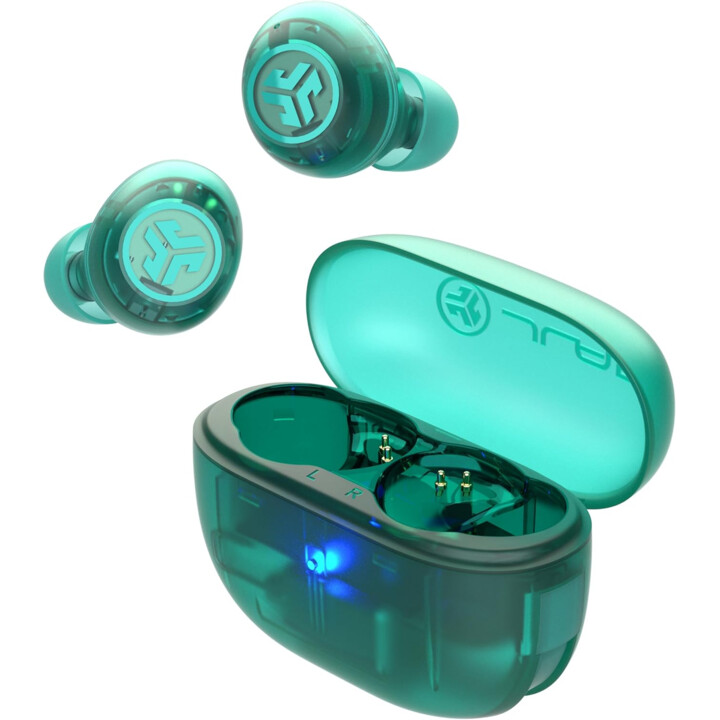 Jlab Go Pop ANC True auricular inalámbrico y estuche de carga, verde azulado transparente