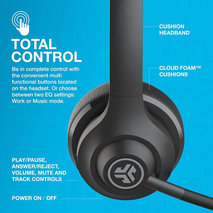 JLab Go Work Microfone dobrável Bluetooth dobrável Preto, Azul - Auscultadores com e sem fios
