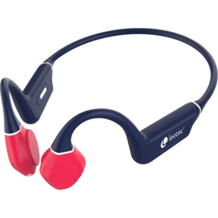 Auriculares Leotec LEBONE03 KURI Conducción Ósea Bluetooth 5.4 Multipunto IPX5 8-12h Azul/Rojo