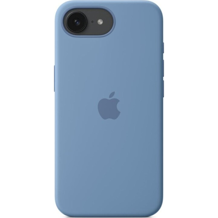 Custodia in silicone Apple iPhone 16e Winter Blue, microfibra e silicone riciclato, 6.1″