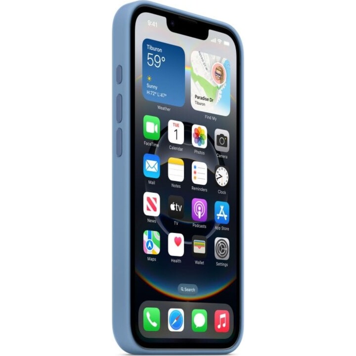 Apple iPhone 16e Winter Blue Silicone Case, Microfiber and Recycled Silicone, 6.1″