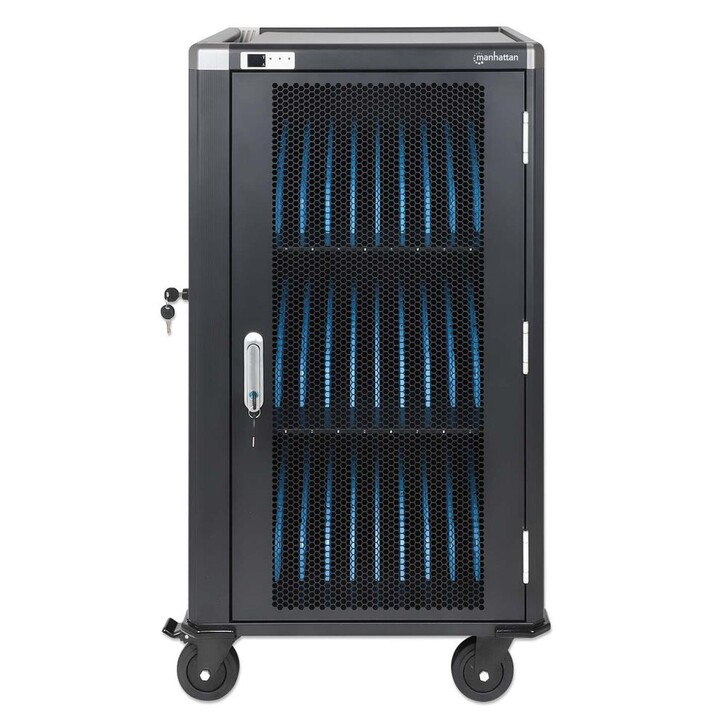 Manhattan Carro de carga para 30 portátiles (hasta 16"), carga mediante adaptadores AC (EU) (requiere instalación de cables