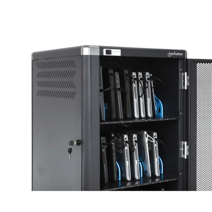 Manhattan Carro de carga para 30 portátiles (hasta 16"), carga mediante adaptadores AC (EU) (requiere instalación de cables
