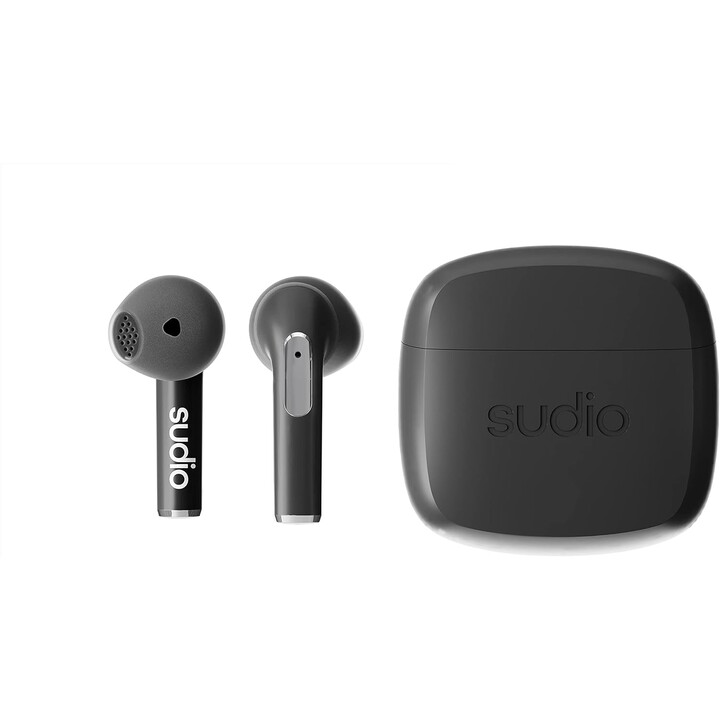 Sudio N2 Schwarz True Wireless Bluetooth Öffnen Sie die Ohrhörer, Multipoint-Verbindung, Mikrofon, 30 Stunden, with Charging Cas