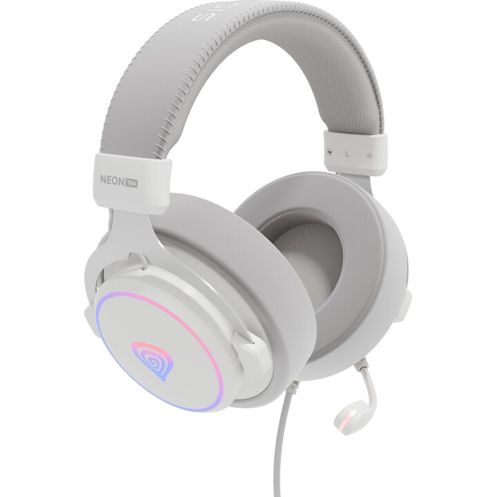 Genesis Neon 764 RGB Auriculares supraaurales con micrófono retroiluminado Blanco USB