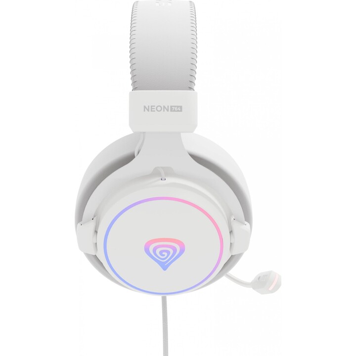 Genesis Neon 764 RGB Over-Ear-Kopfhörer mit Mikrofon-Hintergrundbeleuchtung, weiß, USB